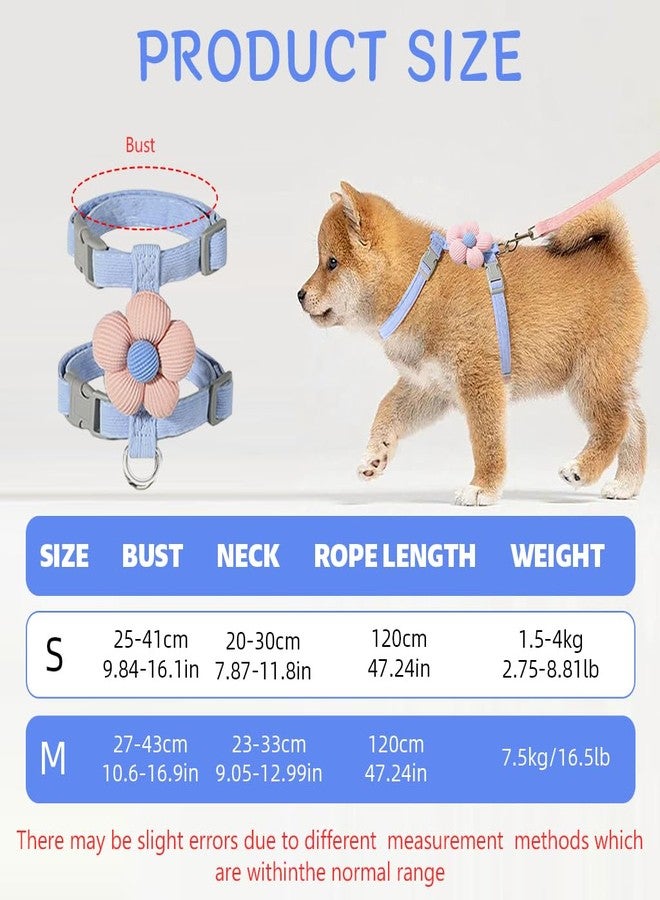 Qpets طقم حزام ومقود للقطط من كيو بيتس®، طقم حزام ومقود للقطط الصغيرة مع مشبك سريع الفتح، حزام لطيف للحيوانات الأليفة على شكل زهرة مانع للهروب للمشي والسفر في الهواء الطلق (مقاس متوسط، محيط الصدر 27-43 سم، محيط الرقبة 23-33 سم) - Image 2